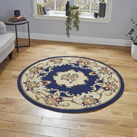 Marrakesh Circle Rugs in Dark Blue