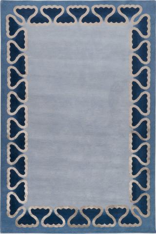 Martin Brudnizki Pisces Gold Wool & Silk Bordered 1.83 x 1.22m / 6' x 4' Rug by The Rug Company, Handknotted Tibetan wool & silk