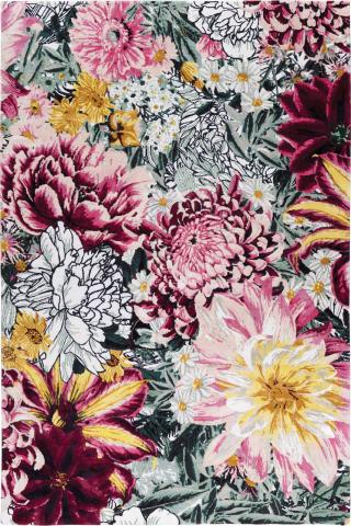 Mary Katrantzou Botanical Paradise 2.74x1.83m/9'x6' Red Floral Wool & Silk rug by The Rug Company, Handknotted Tibetan Wool & Silk