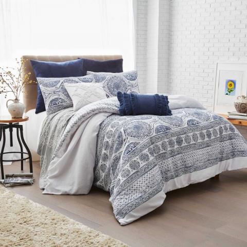 Matelasse Medallion Bedding and Pillowcase By Peri Home in Blue