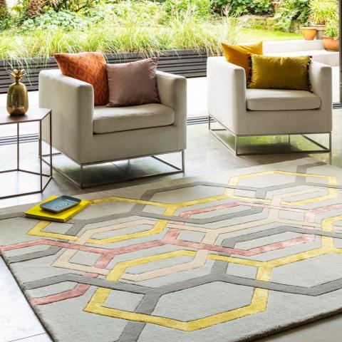 Matrix Hexagon MAX67 Rugs in Silver