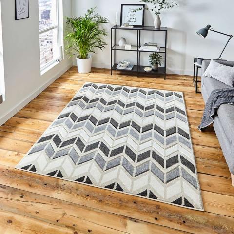 Matrix MT24 Geometric Grey Beige Rug 