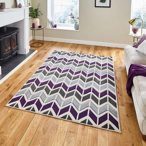 Matrix MT24 Geometric Grey Purple Rug 