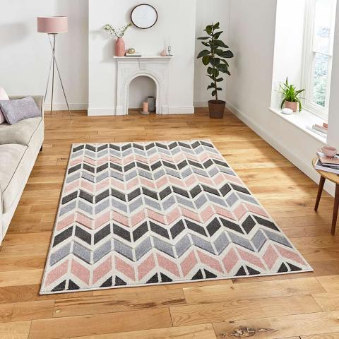 Matrix MT24 Geometric Grey Rose Rug 