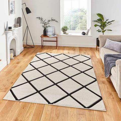 Matrix MT35 Diamonds Cream Black Rug 