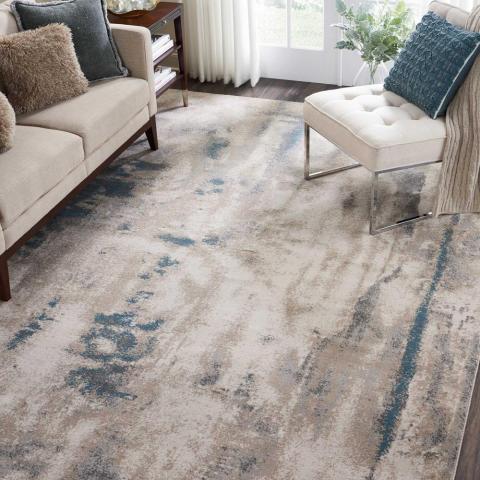 Maxell MAE17 Abstract Rugs by Nourison in Ivory Teal Blue