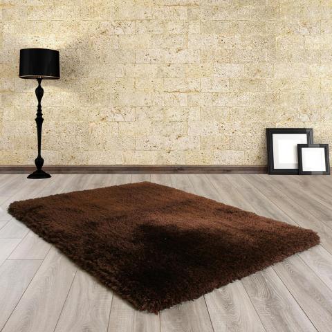 Mayfair Shaggy Rugs in Chocolate Brown