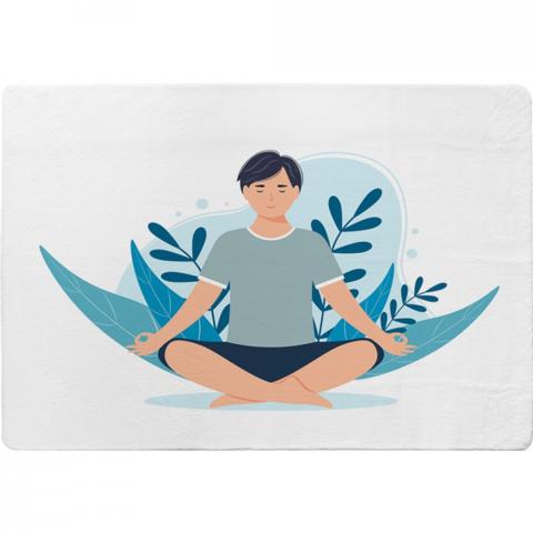 Meditation Illustration Designer Rug - White / 200cm