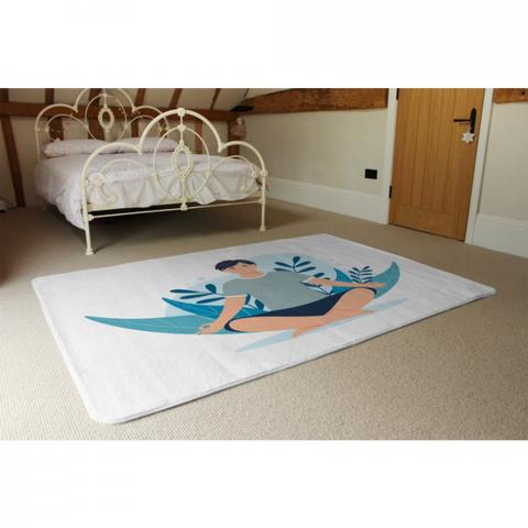 Meditation Illustration Designer Rug - White / 230cm