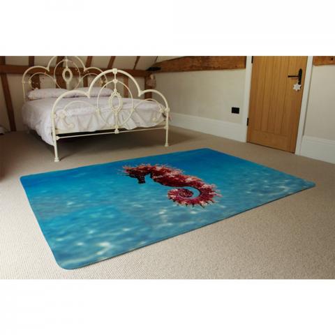 Mediterranean Seahorse Designer Rug - Blue / 230cm