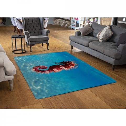 Mediterranean Seahorse Designer Rug - Blue / 110cm