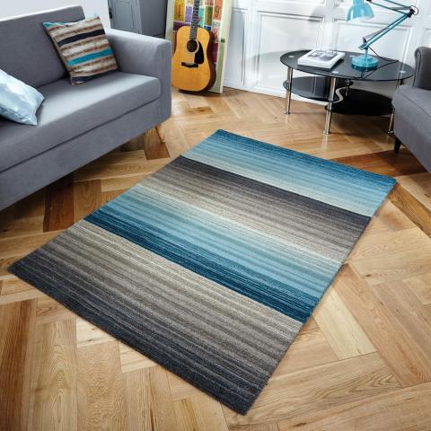 Miko Stripe Rugs in Blue