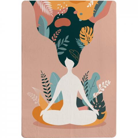 Mindfulness, Meditation And Yoga Woman Designer Rug - Pink / 200cm