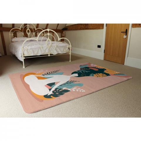 Mindfulness, Meditation And Yoga Woman Designer Rug - Pink / 230cm