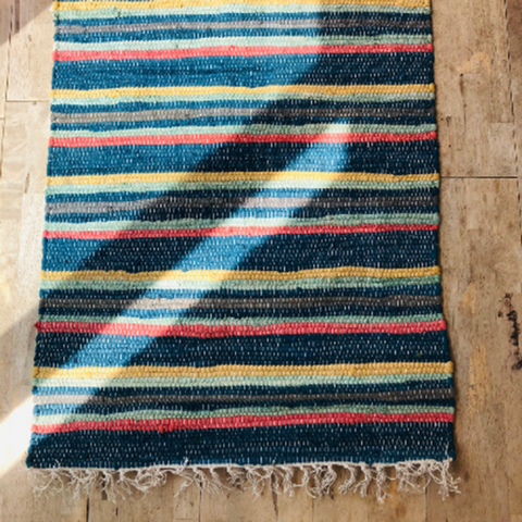 Mixed Pattern Rag Rug - Teal