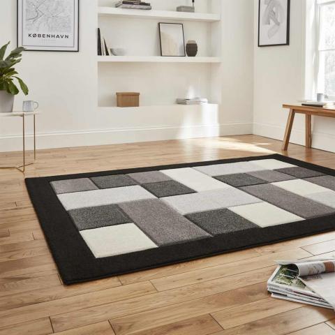 Modern Brooklyn Rug BRK04 Black Grey 