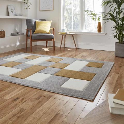 Modern Brooklyn Rug BRK04 Grey Yellow 