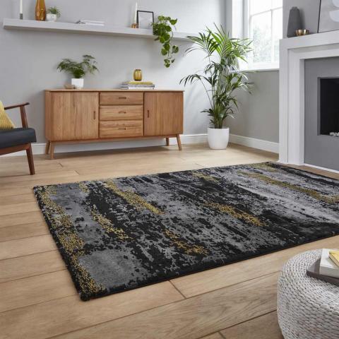 Modern Rug Craft Black Gold 19788 