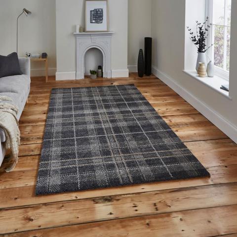 Modern Wellness Tartan Check 6630 Rugs in Dark Grey