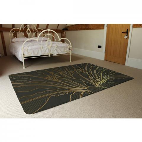 Monstera Plant Line Art Designer Rug - Yellow / 230cm