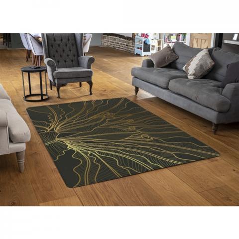 Monstera Plant Line Art Designer Rug - Yellow / 110cm