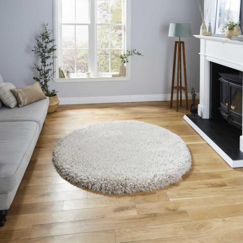 Montana Shaggy Round Circle Rugs in Beige