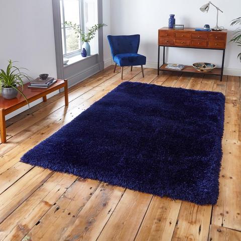 Montana Shaggy Rugs in Dark Navy