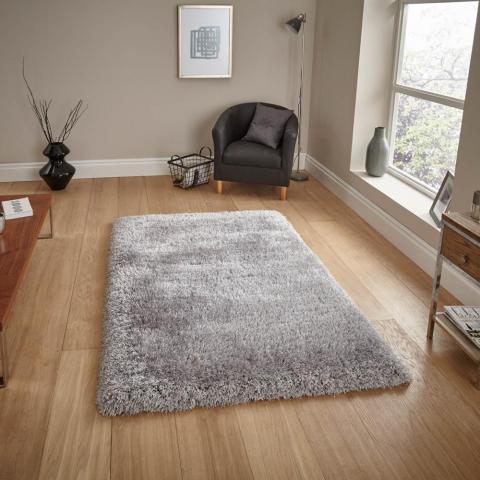 Montana Shaggy Rugs in Silver