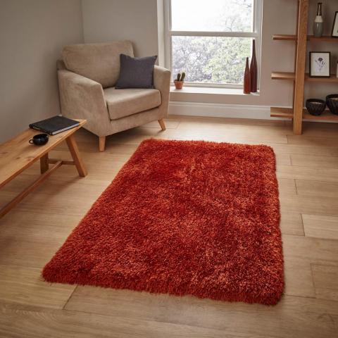 Montana Shaggy Rugs in Terracotta