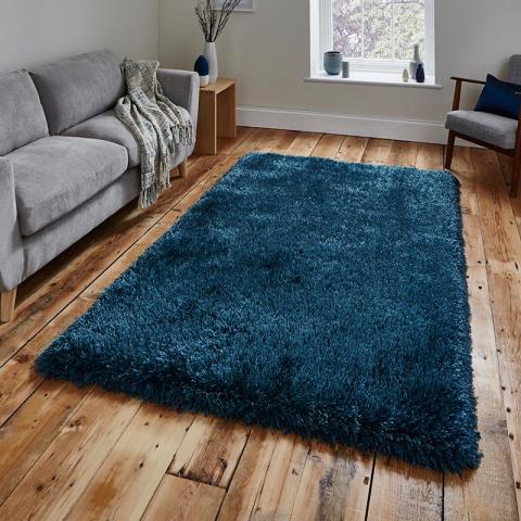 Montana Steel Blue Shaggy Rug 