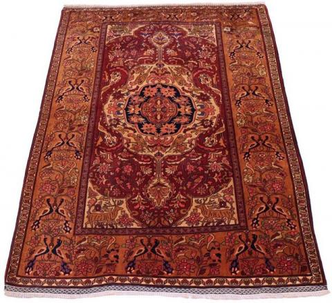 Morgenland Afghan Seide Medaillon Rosso 154 x 115 cm