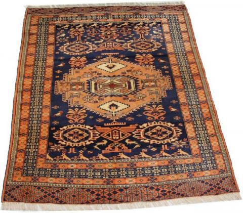 Morgenland Afghan Teppich handgeknüpft blau