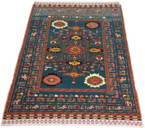 Morgenland Afghan Teppich handgeknüpft blau