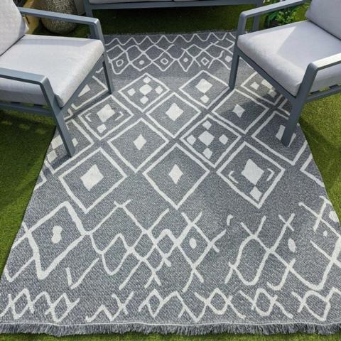 Moroccan Grey Indoor Outdoor Rug - Gala - Grey / 150cm