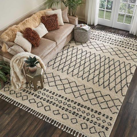 Moroccan Shaggy Rugs by Nourison MRS02 in Cream