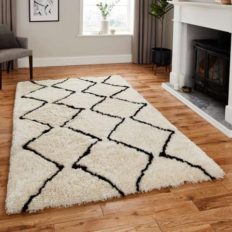 Morocco Medium Rug 3742 Ivory Black  size