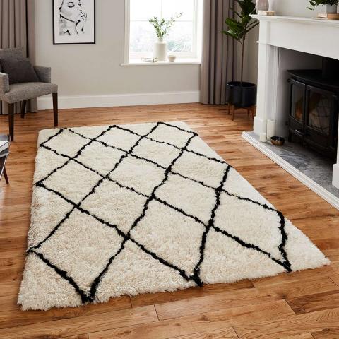 Morocco Rug 2491 Ivory Black  size