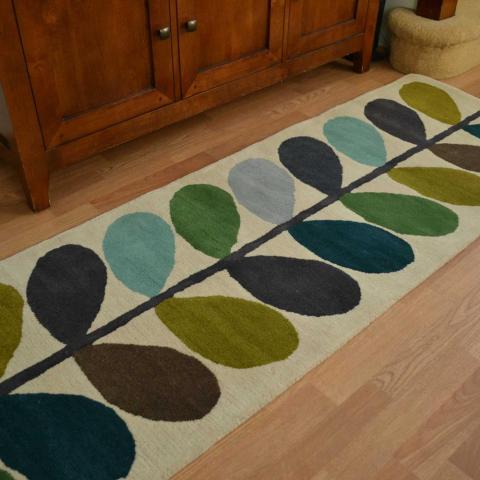 Multi Stem Green Runner Rugs 59507 Kingfisher by Orla Kiely