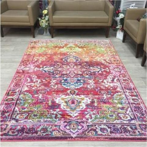 Multicoloured Moroccan Area Rug - Casablanca - Pink / 230cm