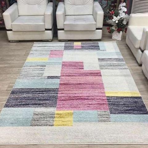 Multicoloured Patchwork Area Rug - Casablanca - Grey / 170cm