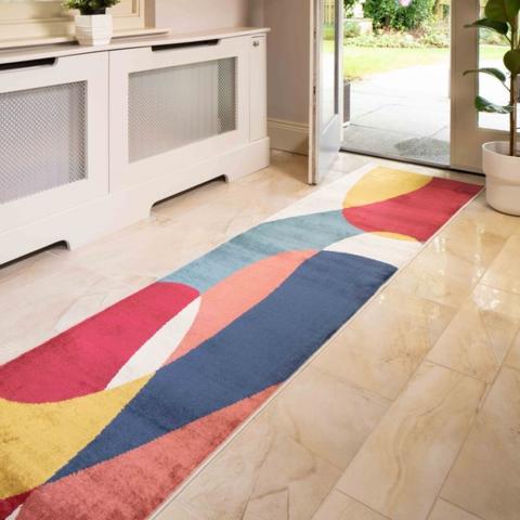 Multicoloured Retro Living Room Rug - Bergen - Multi / 240cm