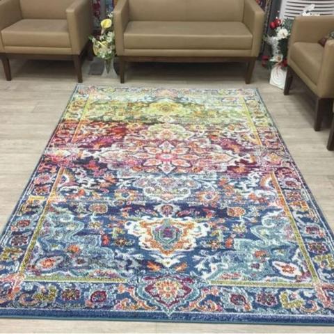 Multicoloured Transitional Living Room Rug - Casablanca - Blue / 170cm