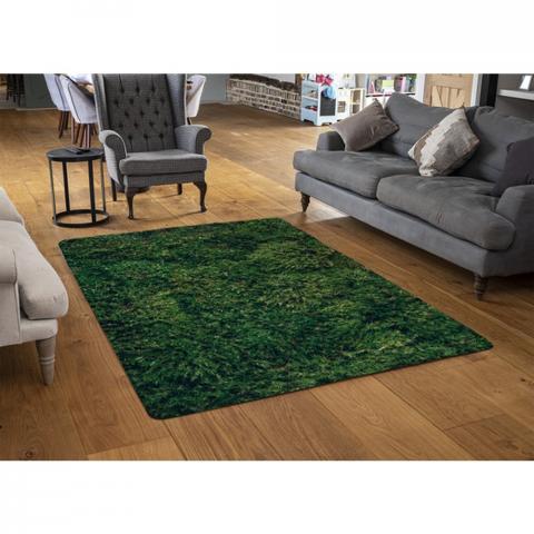 Natural Green Moss Designer Rug - Green / 110cm