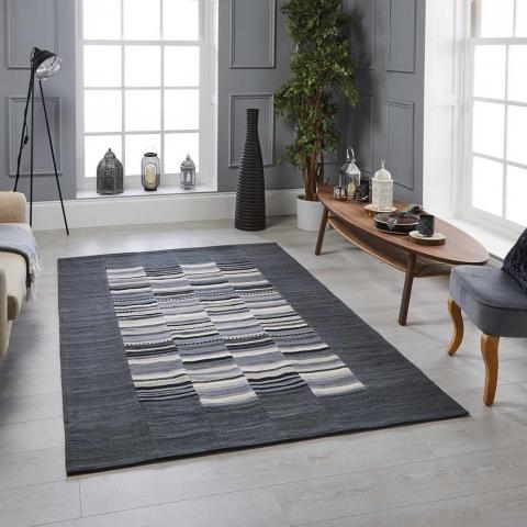 Navajo Rugs in Stripe Grey