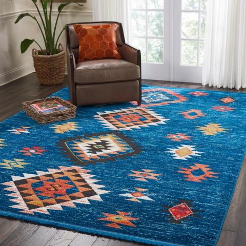 Navajo Rugs NAV07 in Blue Nourison