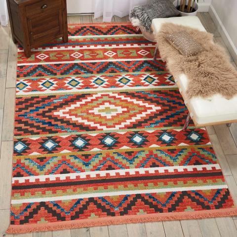 Navajo tribal fringe rug Orange NAV04 