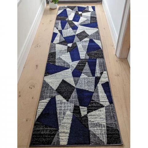 Navy Blue Abstract Living Room Rug - Boston - Blue / 3kg / 230cm