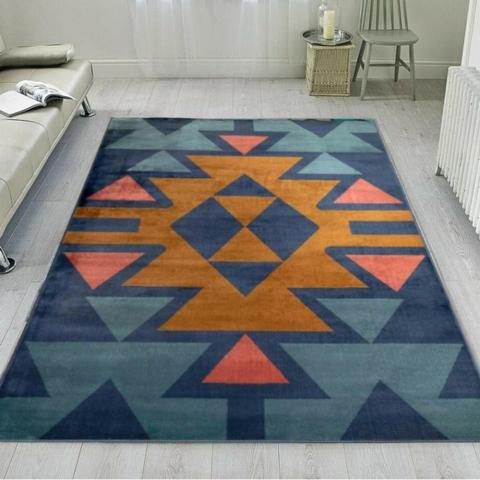 Navy Blue Tribal Area Rug - Blue / 170cm / 4kg