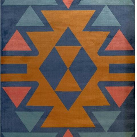 Navy Blue Tribal Area Rug - Blue / 240cm / 5kg