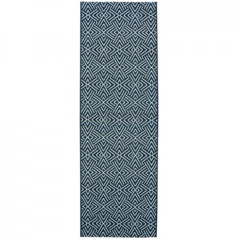 Navy Blue Washable Aztec IndoorOutdoor Garden Rug - Ota - Blue / 230cm